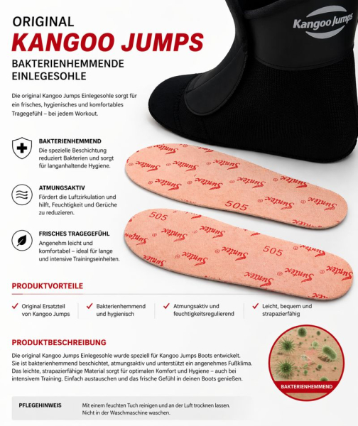 Original Kangoo Jumps Einlegesohlen antibakteriell – Ersatz-Innensohlen für maximalen Komfort (1 Paar)